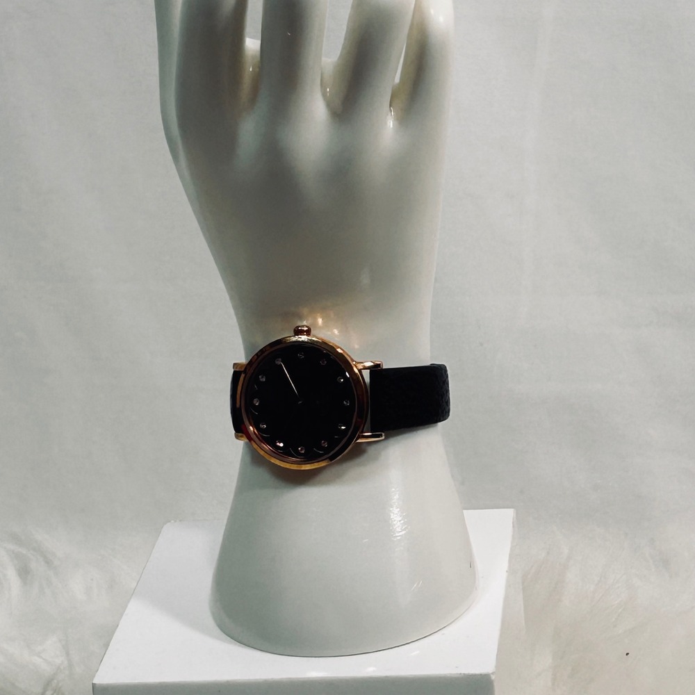 Kate Spade Morningside Rose Gold Black‎ Scallop Dial Leather Watch no battery